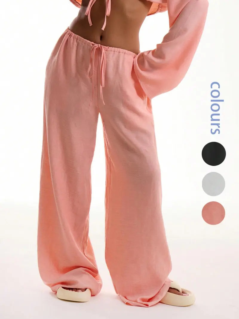 Pantalon uni avec poches pour femme