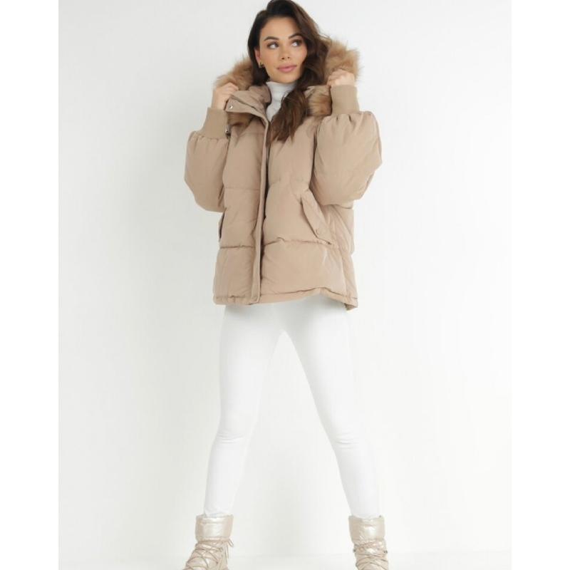 Manteau en coton thermique oversize en peluche zippé à capuche pour femme, vêtements d'automne et d'hiver pour femme, veste élégante à manches longues avec poches à rabat et fermeture éclair