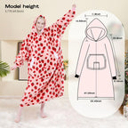 Coperta Indossabile con Cappuccio Oversize in Pile Sherpa, Felpa con Cappuccio con Maniche, Coperta con Cappuccio Accogliente e Gigante Extra Lunga per Adulti Donna Regalo Invernale (Fragola)