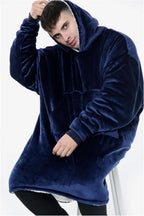 Couverture Sweat à Capuche Géante Homme Femme, Polaire Sherpa Ultra Douce Chaude Confortable Portable, Plaid Couverture à Manches pour Adultes Ados avec Grande Poche