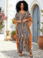 Robe longue décontractée pour femme Kaftan Oversize Chic Bohème Robe de maison Vêtements de plage Maillot de bain Cache-maillot Vêtement d'intérieur Bohème Été Vacances