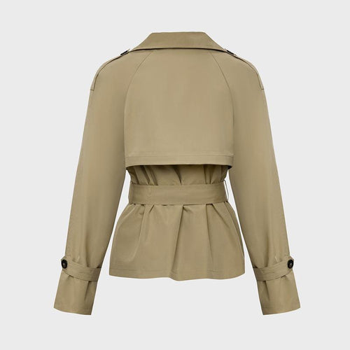 Trench-coat droit pour femme avec ceinture détachable et revers crantés, Trench-coat élégant à revers, style wrap, pour l'automne et l'hiver