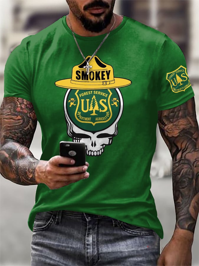 T-Shirt Uomo Stampa Retro Resist Save The Forest Service