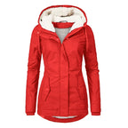 Parka d'hiver en coton épais avec doublure en polaire, manteau chaud à capuche mi-long, coupe ajustée, manches longues, en fausse fourrure noire, pour un style élégant et décontracté - Vestes