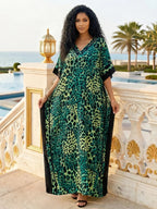 Robe de plage coupe ample imprimé léopard pour femme