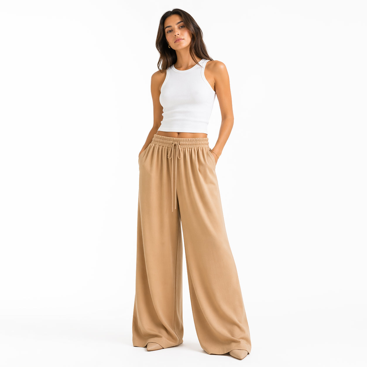 Fluid palazzo trousers – Elegant wide cut, elasticated waist