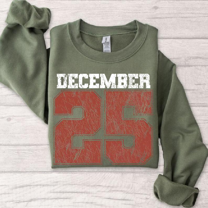 Felpa natalizia retrò, maglietta 25 dicembre, abbigliamento natalizio, magliette natalizie da donna, girocollo natalizio, regalo di Natale, maglione invernale