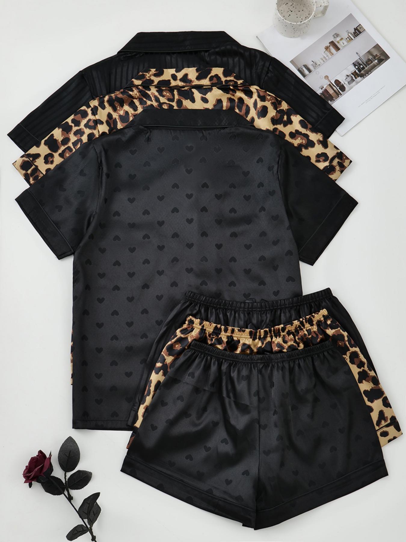 Ensemble de pyjama pour femme de couleur unie avec nœud contrastant, chemise à manches courtes boutonnée avec col à revers et short, pyjama d'été pour femme et vêtements de détente