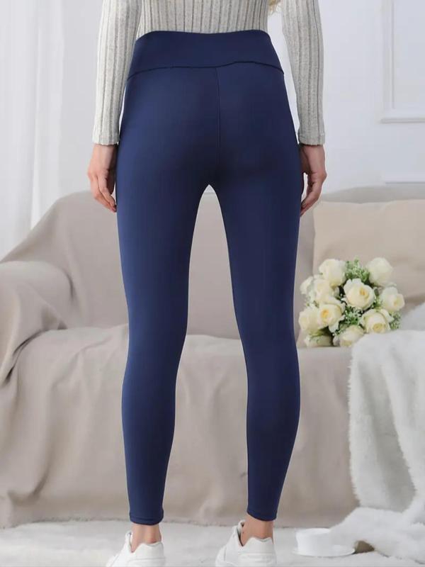 Legging Femme en Molleton Polaire Doux, Velours d'Agneau, Taille Haute Style Sportif, Chaleur Automne Hiver, Coupe Ajustée Design Uni, Tailles S-Xxl (cadeau) Tissu Vêtements Femme