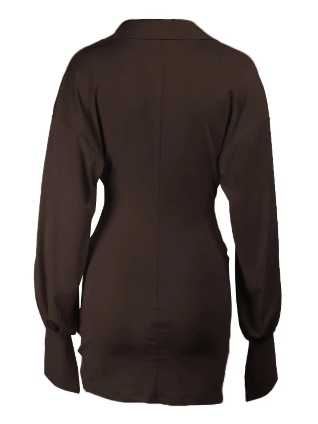 Elegante abito chemisier a tubino con arricciature, vestibilità chic ed elegante, abito lungo a maniche lunghe slim-fit, abbigliamento femminile, perfetto per feste ed eventi serali