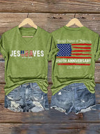 V-Neck Retro Jesus Saves America 250th Anniversary 1776-2026 Print T-Shirt
