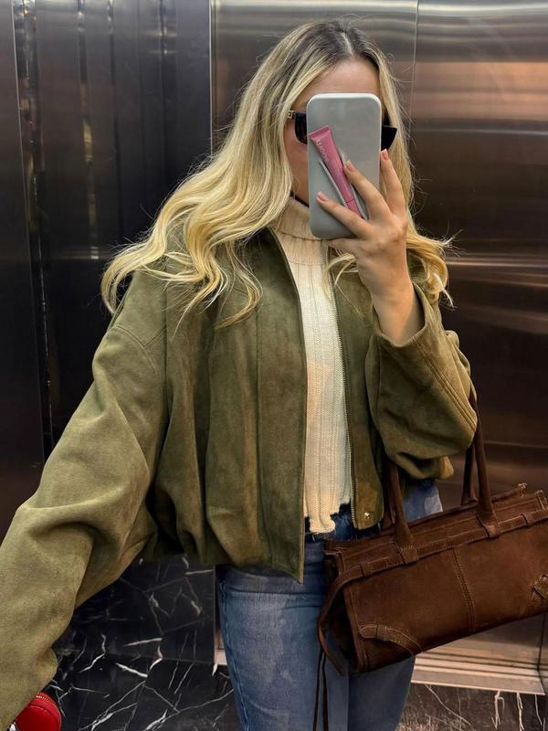 Giacca Aviator Donna, Nuovi Cappotti E Giacche, Giacca Casual Con Cerniera Da Donna Per L'Inverno, Giacca Da Pilota Oversize Taglio Corto, Giacca Corta Streetwear Donna 2025, Capispalla
