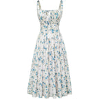 Robe longue d'été de style corset milkmaid sans manches à bretelles pour femme