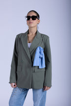 DOUBLE BREASTED BLAZER WITH BOW