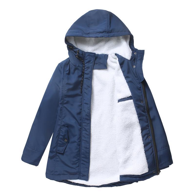 Parka d'hiver en coton épais avec doublure en polaire, manteau chaud à capuche mi-long, coupe ajustée, manches longues, en fausse fourrure noire, pour un style élégant et décontracté - Vestes