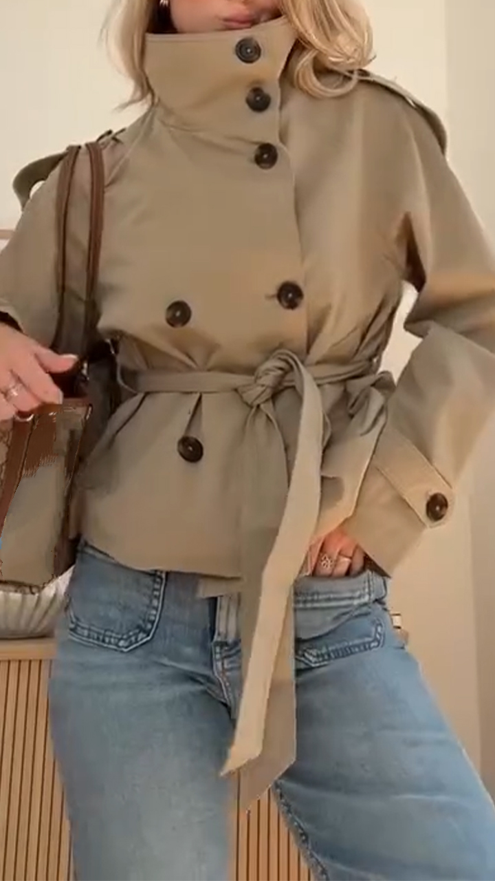 Veste décontractée croisée à col roulé et tempérament pour femme