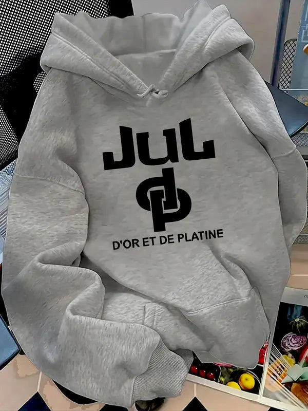 Felpa con Cappuccio Stampata con Lettere da Donna, Felpa Casual a Maniche Lunghe con Cappuccio per Autunno e Inverno, Vestiti da Donna per l'Uso Quotidiano