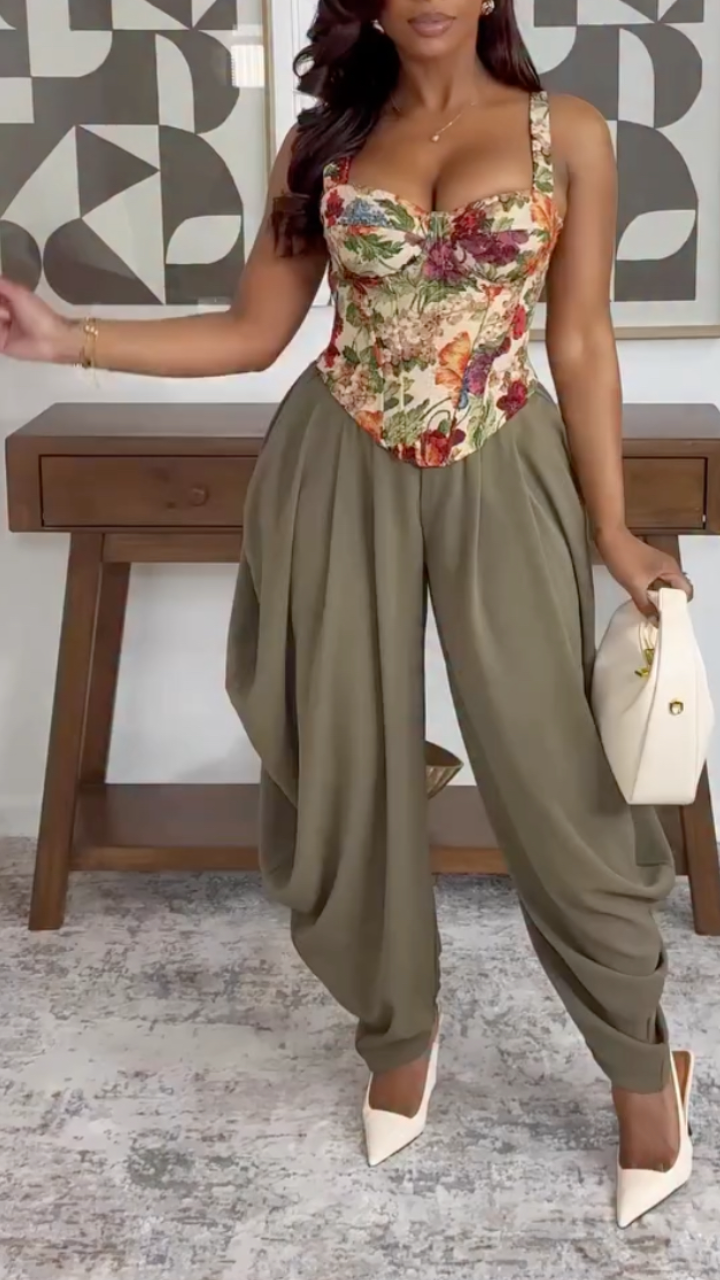 Ensemble décontracté débardeur et pantalon large pour femme