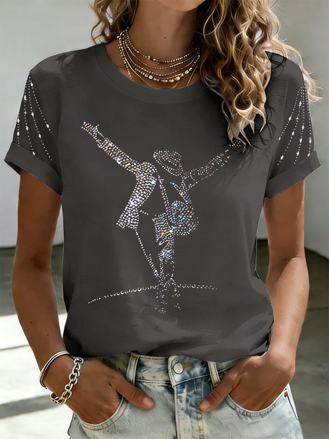 T-shirt a girocollo da donna Superstar con stampa artistica