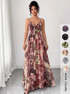 Vestito da donna con stampa floreale, abito casual boho a trapezio per la spiaggia e le vacanze, abito estivo da donna