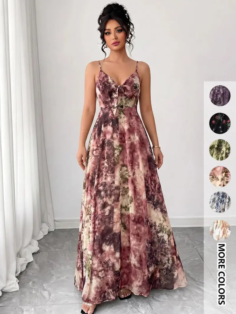 Vestito da donna con stampa floreale, abito casual boho a trapezio per la spiaggia e le vacanze, abito estivo da donna