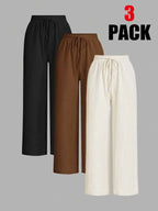 Ensemble 3 pièces : pantalon large uni pour femme