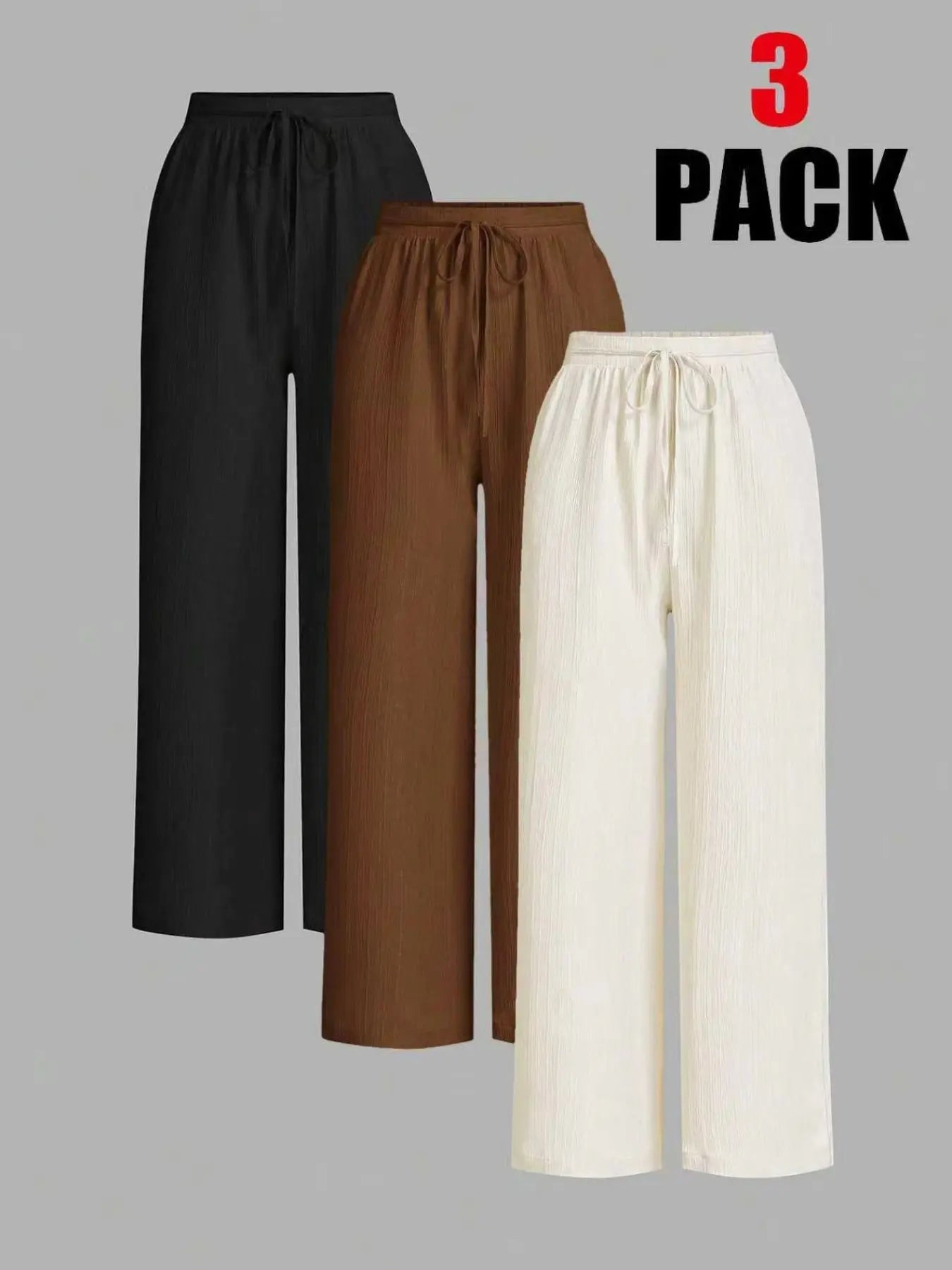 Ensemble 3 pièces : pantalon large uni pour femme