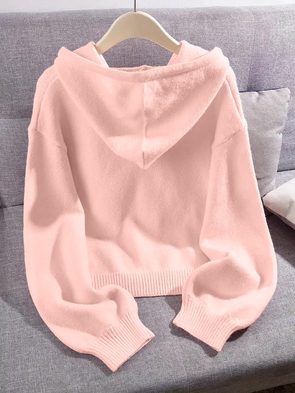 Felpa con cappuccio a maniche lunghe in maglia larga con cerniera, morbida, comoda, dal design unico per l'autunno e l'inverno, top elegante, abbigliamento femminile