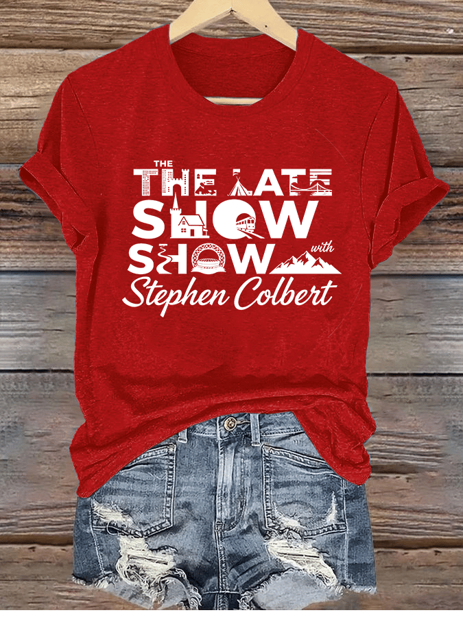 T-shirt da donna con stampa albero ultima mostra retrò