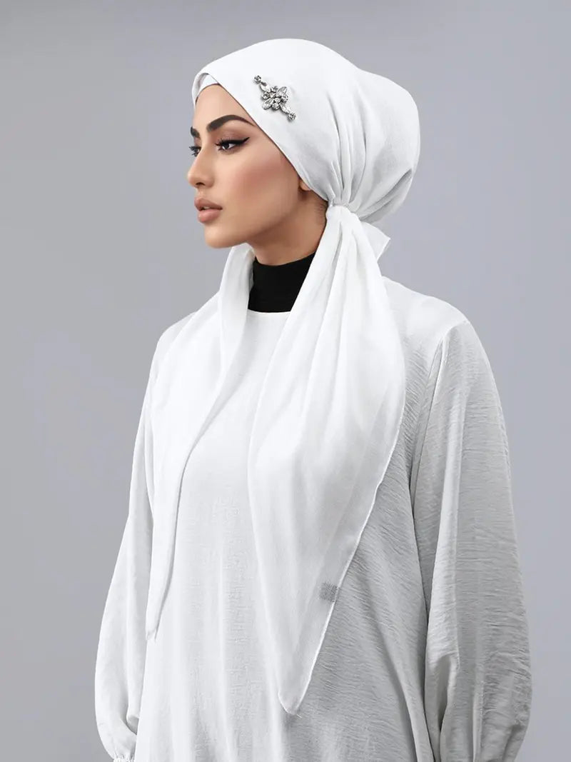 Cappello elasticizzato semplice da donna con gioielli, hijab versatile casual, hijab in jersey traspirante, protettivo dal sole e anti-sudore