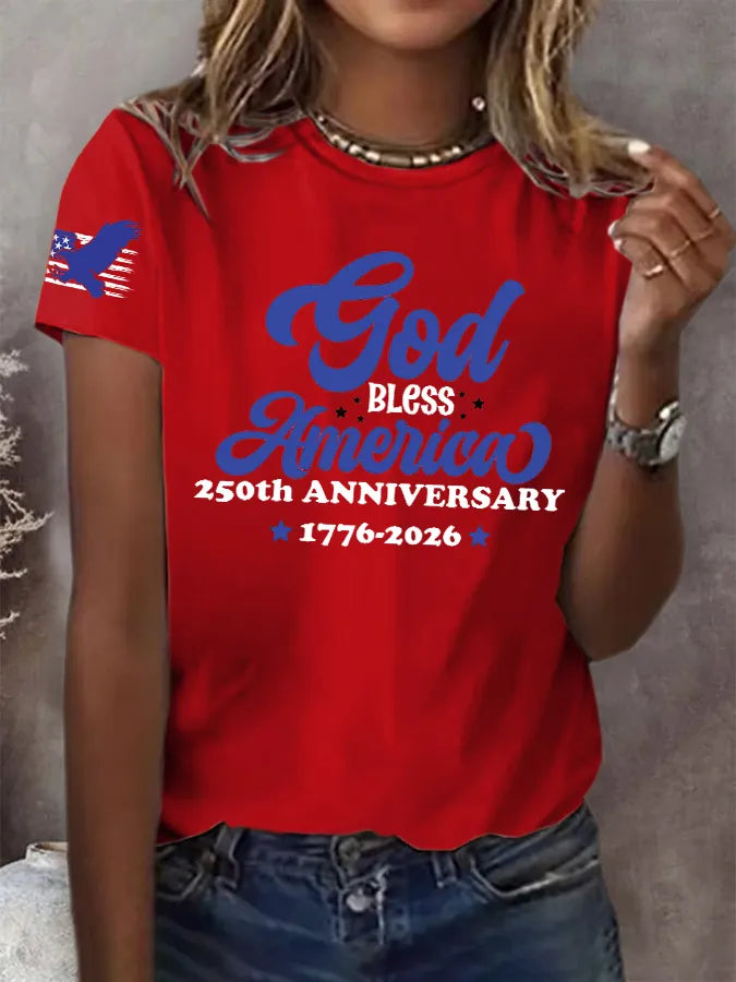 T-shirt con stampa "Retro God Bless America 250th Anniversary"