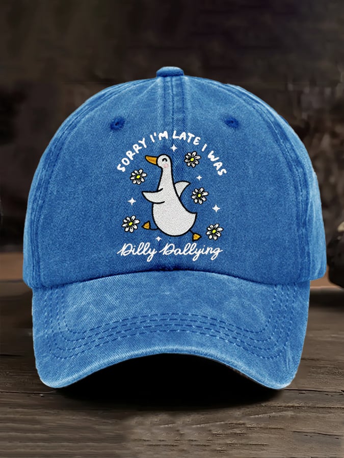 Unisex Sorry I'm Late His Timing Not Mine Ecclesiastes 3:1 Funny Silly Goose Print Baseball Cap