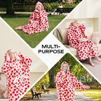 Coperta Indossabile con Cappuccio Oversize in Pile Sherpa, Felpa con Cappuccio con Maniche, Coperta con Cappuccio Accogliente e Gigante Extra Lunga per Adulti Donna Regalo Invernale (Fragola)