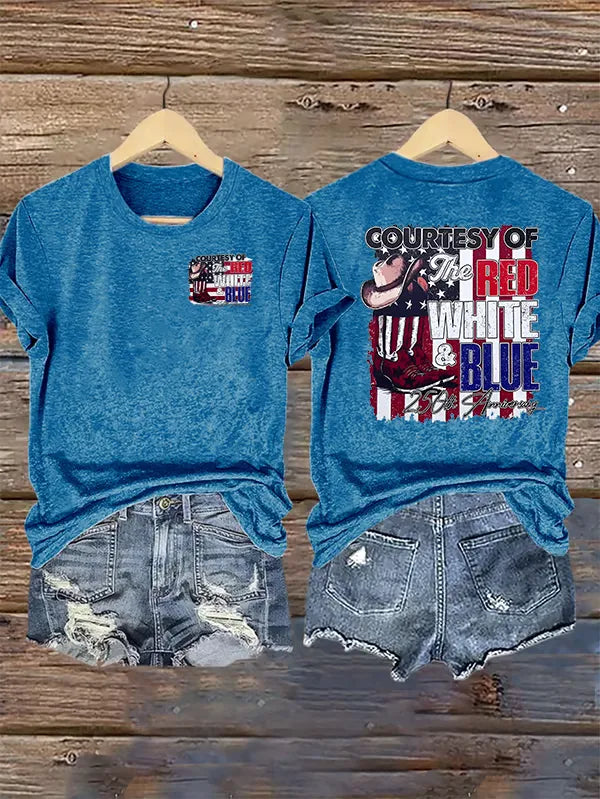 T-Shirt Donna "Courtesy Of Red White And Blue", Anniversario 250 Anni Libertà