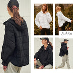 Veste doudoune oversize matelassée à capuche chauve-souris pour femme, pull à manches longues léger et chaud avec grande poche poitrine