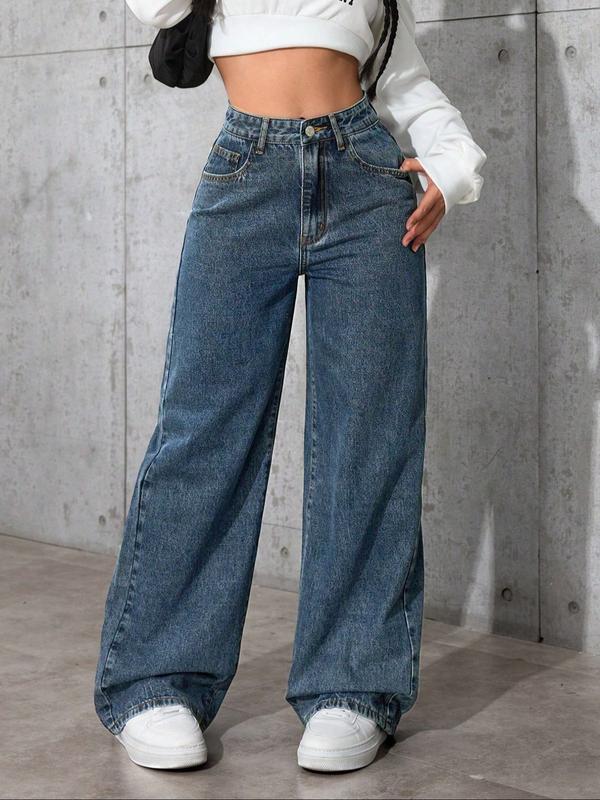 Jean droit ample femme style vintage, jean décontracté pour l'automne et l'hiver, look boyfriend classique