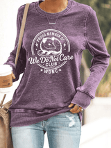 Women's  Retro Funny Proud Member Of  Club We Do Not Care Menopause Perimenopause Print  Knitted Tops
