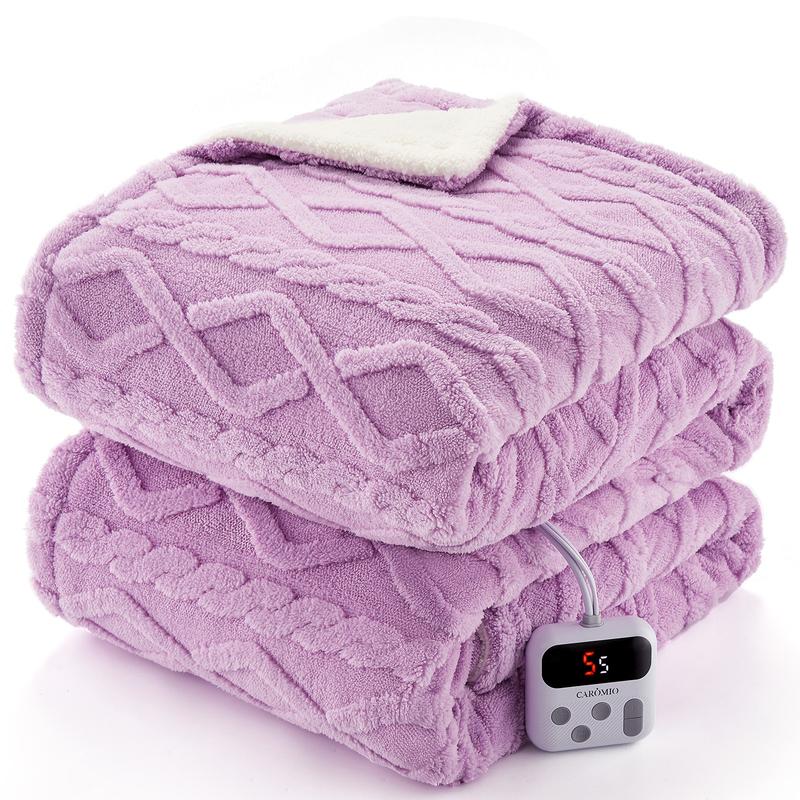 Couverture chauffante – Plaid chauffant électrique en Sherpa épais et touffeté avec 10 niveaux de chauffage et 10 réglages de temps, couverture chauffante lavable en machine et certifiée ETL pour un chauffage rapide, 50