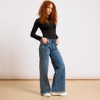 [2026.NOHO] Jeans Elasticizzato A Palazzo Con Strass