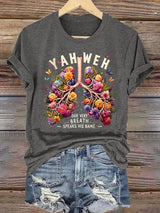 Women'S Casual Short-Sleeve T-Shirt With Lung Cancer Awareness Print "Every Breath Is Connected To Faith"