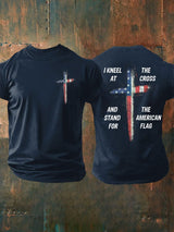 🔥Buy 3 Get 15% Off🔥Men's Stand For The Flag Kneel For The Cross Printed Casual T-Shirt