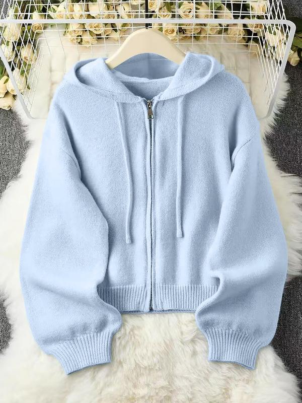 Felpa con cappuccio a maniche lunghe in maglia larga con cerniera, morbida, comoda, dal design unico per l'autunno e l'inverno, top elegante, abbigliamento femminile