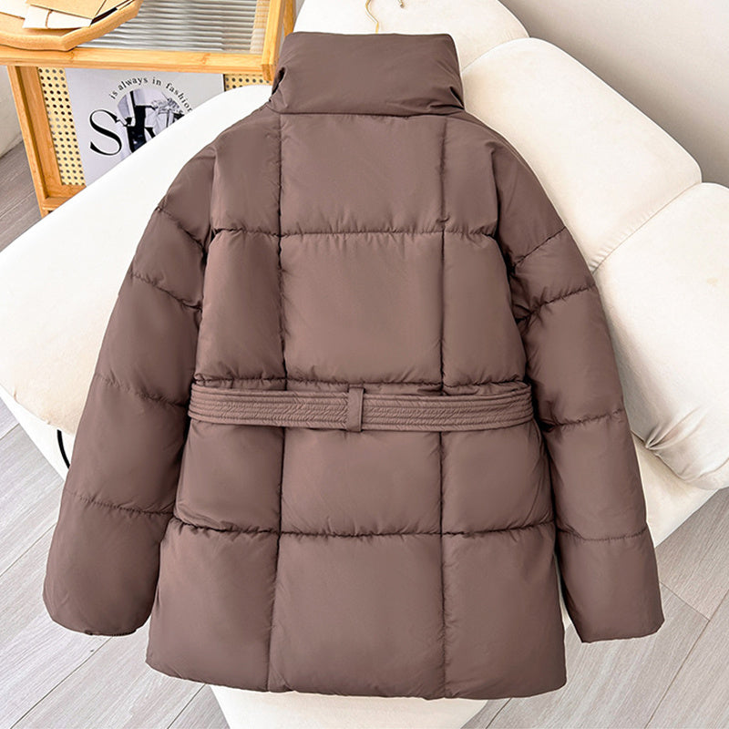 Giacca da donna Premium Piumino imbottito con cintura a mezza lunghezza, Cappotto casual da donna, Cappotto invernale da donna idrorepellente Classico trapuntato, Capospalla con tasca grande