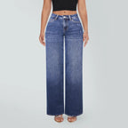 Magic SHAPUM Jeans BBL da Donna a Vita Media-Bassa, Gamba Larga, Vestibilità Comoda, Elasticizzati, in Denim, NERI, in Denim Elasticizzato, Gamba Larga, Jeans Larghi