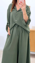 ENSEMBLE CHEMISE + PANTALON LARGE UNI