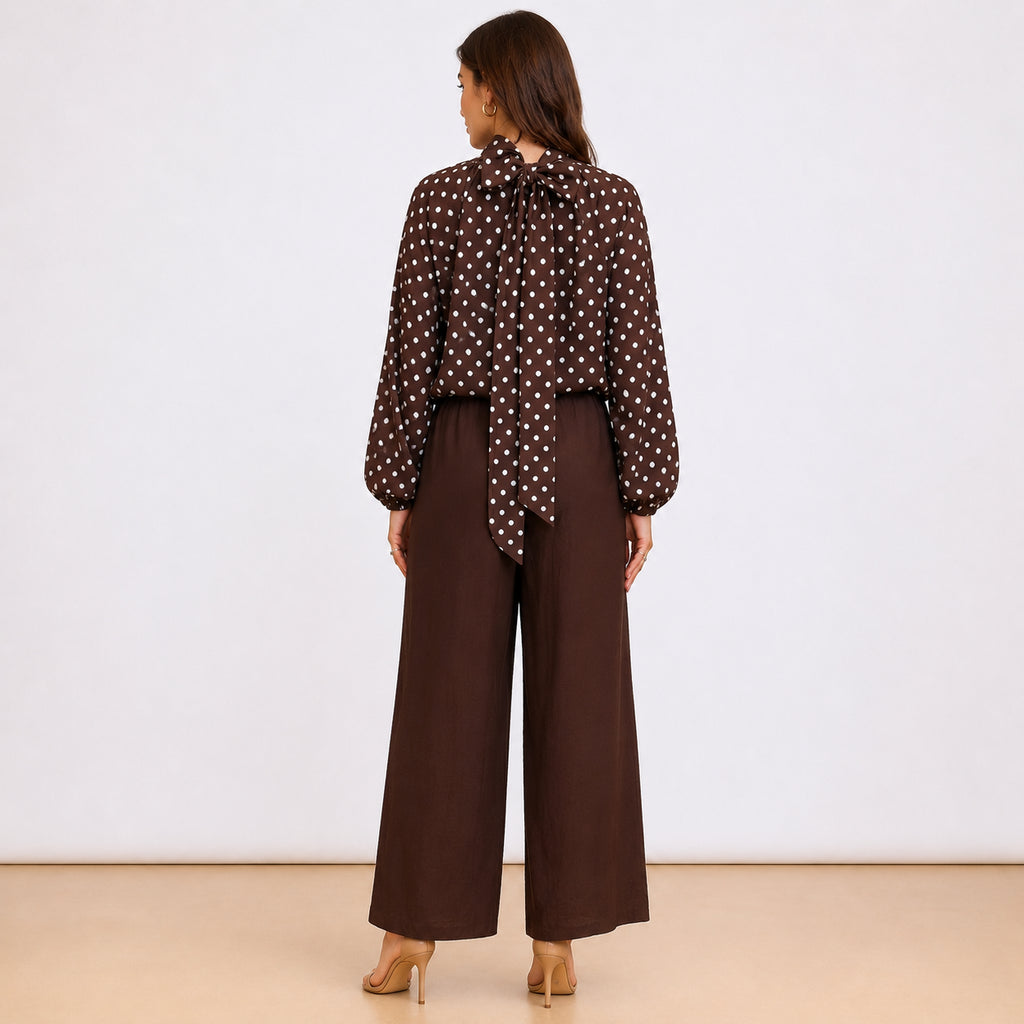 [2026.COUTURE] Camicia A Pois Con Fiocco Sul Retro