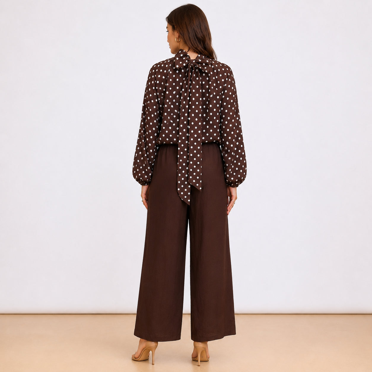 [2026.COUTURE] Camicia A Pois Con Fiocco Sul Retro