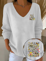 🔥Buy 3 Get 15% Off🔥Women's  Flower skull hand gesture Of WDNC Club We Do Not Care Menopause Perimenopause Print    Sweatshirt