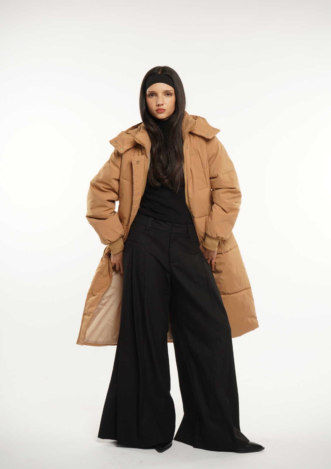 Veste longue à capuche