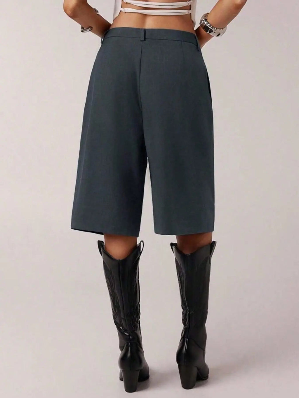 Short Bermuda Femme Uni Simple de Navette, Short Décontracté d'Affaires Toutes Saisons, Élégant et Confortable